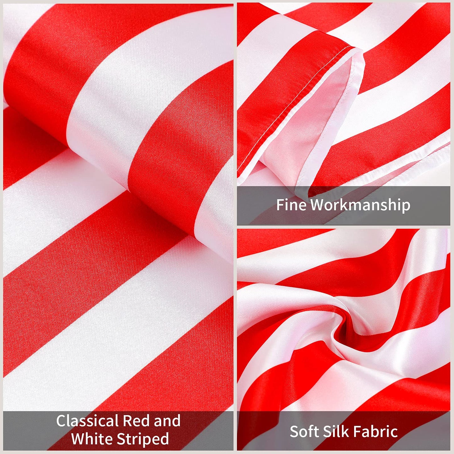 4 Pieces Striped Tablecloth Red and White Striped Table Runner Tablecloth Polyester Spring Elegant Classic Table Decor for Daily Events Family Banquet Parties Celebrations Outdoor(12 x 72 Inch)