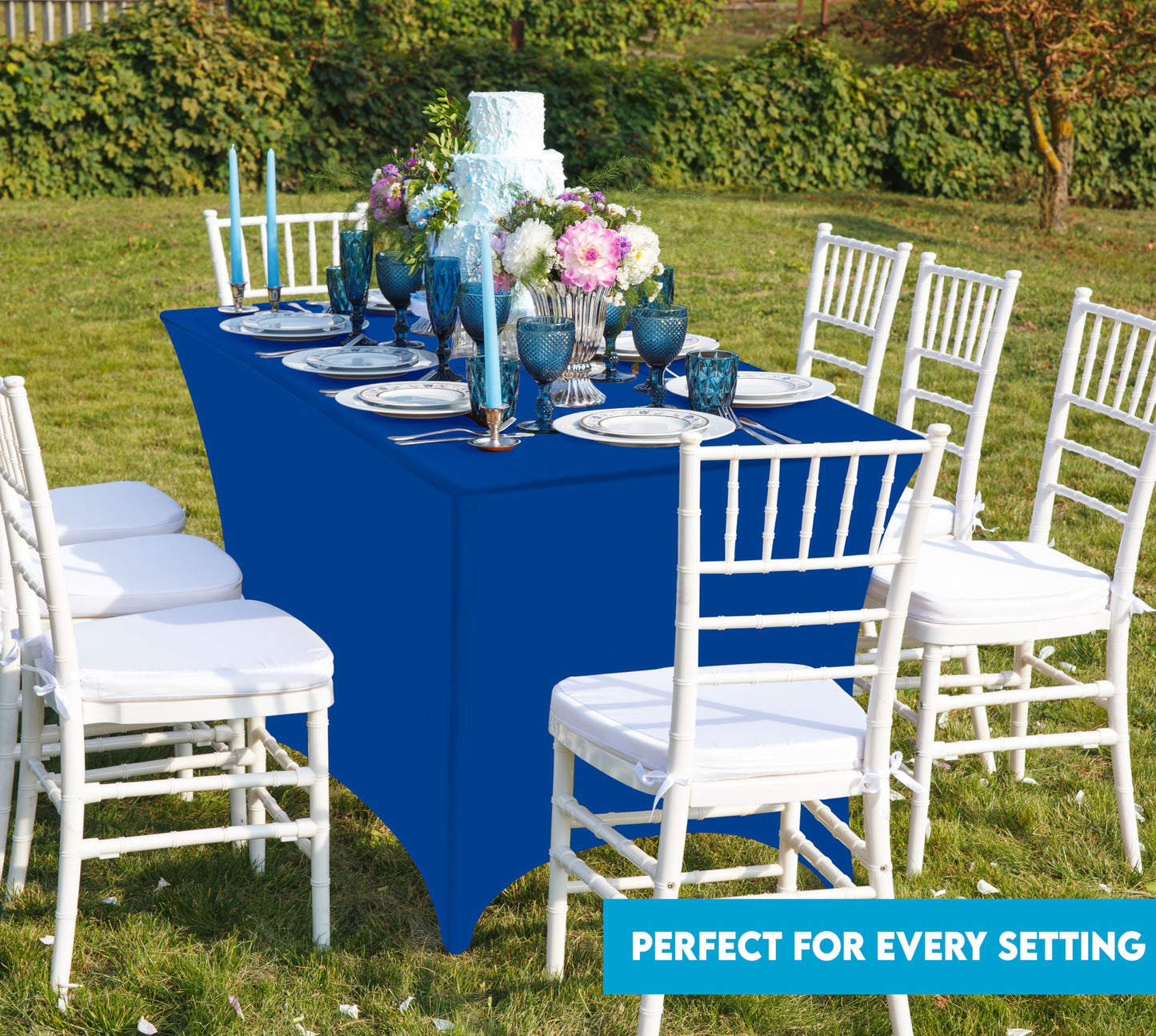 Utopia Kitchen Spandex Tablecloth 10 Pack [6FT, Royal Blue] Tight, Fitted, Washable and Wrinkle Resistant Stretch Table Cloth Rectangle Cover for Trade Show, Weddings & Parties [72Lx30Wx30H Inch]