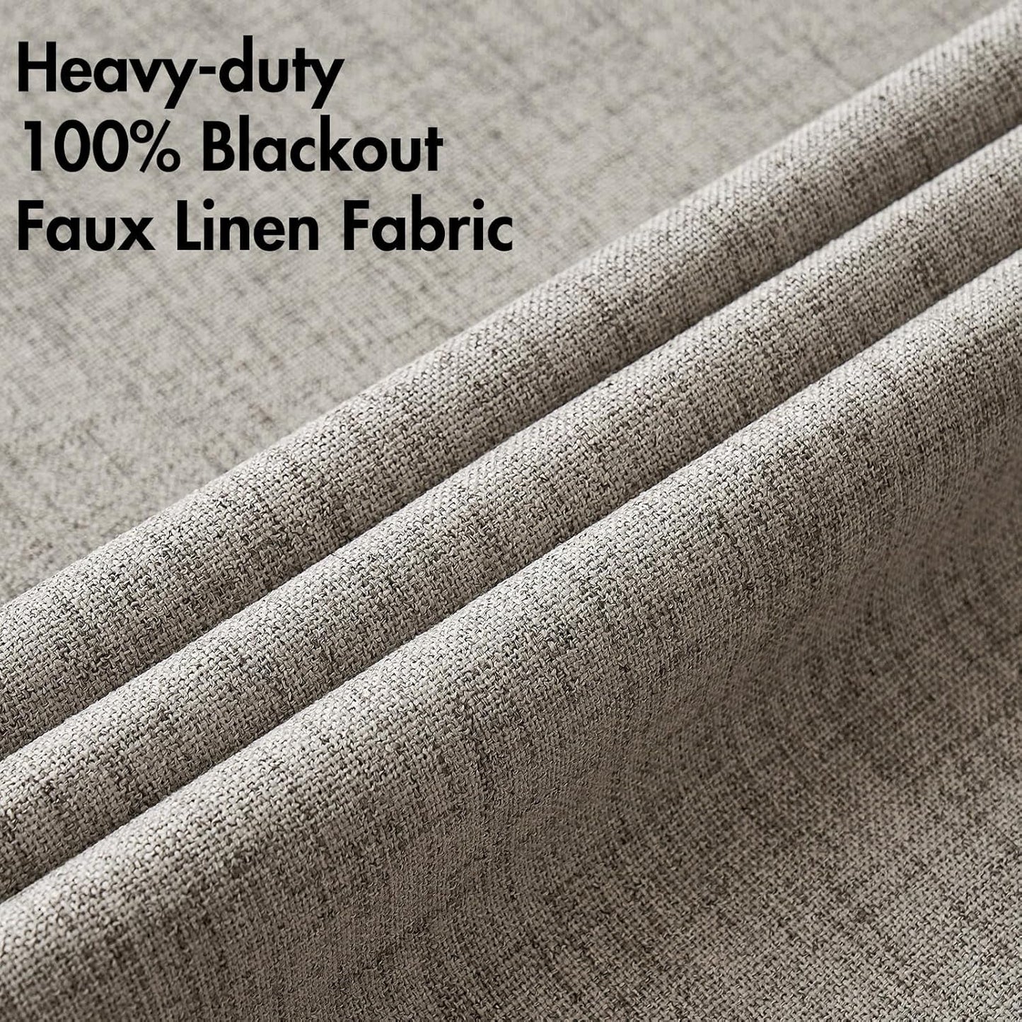 MIULEE Blackout Linen Curtains - 100% Thermal Insulated Greige Drapes for Bedroom | 52x72 Inch (2 Panels)