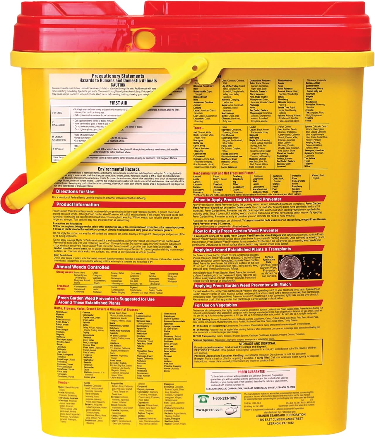 Preen Garden Weed Preventer - 16 lb Pail | Effective Coverage for 2,560 sq ft