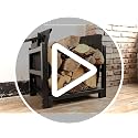 Firewood Rack Log Holder Indoor with Wood Carrier - Powder-Coated Steel, 110lb Capacity, 18x13x17 Inches