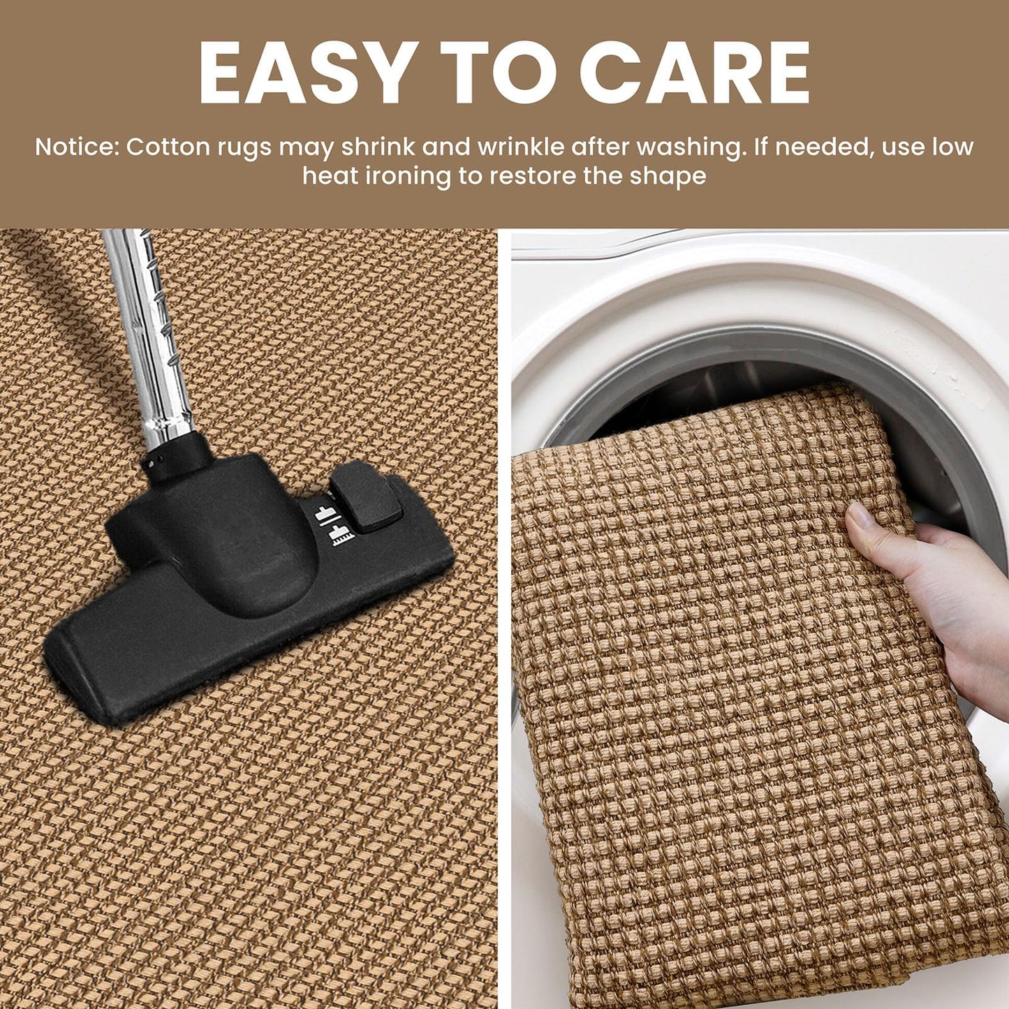 IOHOUZE Washable Runner Rug 2x10 Non Slip Rubber Backed Long Hallway Runner Entryway Runner Indoor, Kitchen Rugs Woven Cotton Floor Carpet for Hall Entrance, Orange/Tan/Brown