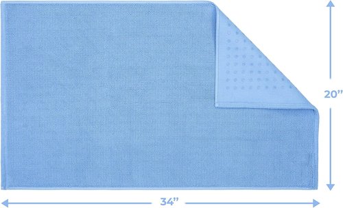 Cotton Paradise Non-Slip Bath Mat - 100% Cotton, Soft & Absorbent, Quick Dry, 20x34 Inch, Sky Blue