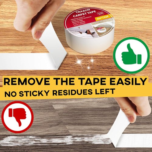 Carpet Tape Double Sided by [Brand Name] - Heavy Duty Rug Grippers for Hardwood Floors | Strong Adhesive, Removable, Residue Free (2 Inch / 15 Yards)