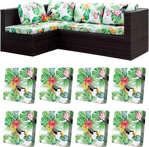 BIETYONE 8Pcs Stretch Patio Cushion Covers - Washable Outdoor Sofa Slipcovers for Furniture Protection