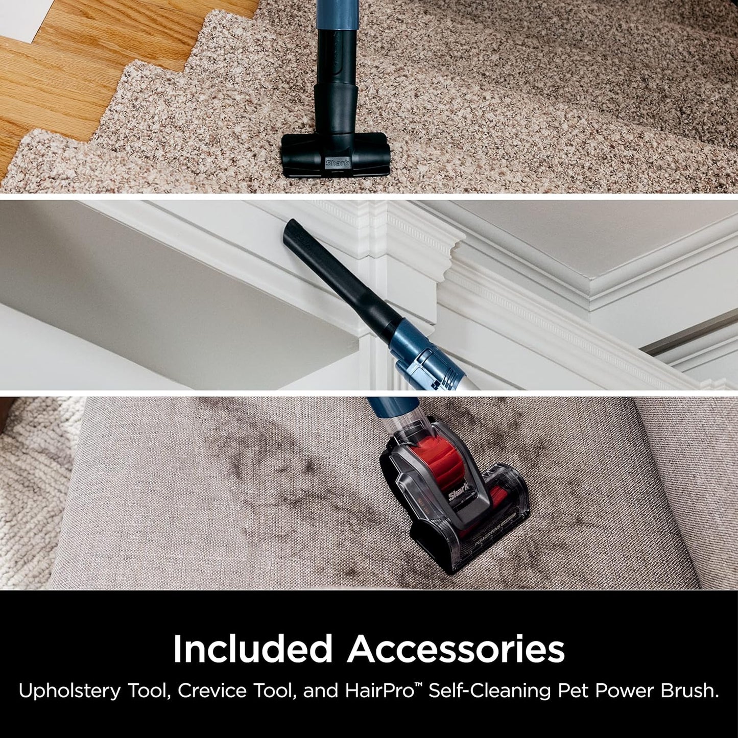 Shark Stratos Upright Vacuum - DuoClean PowerFins & HairPro | Self-Cleaning Brushroll, Navy AZ3002