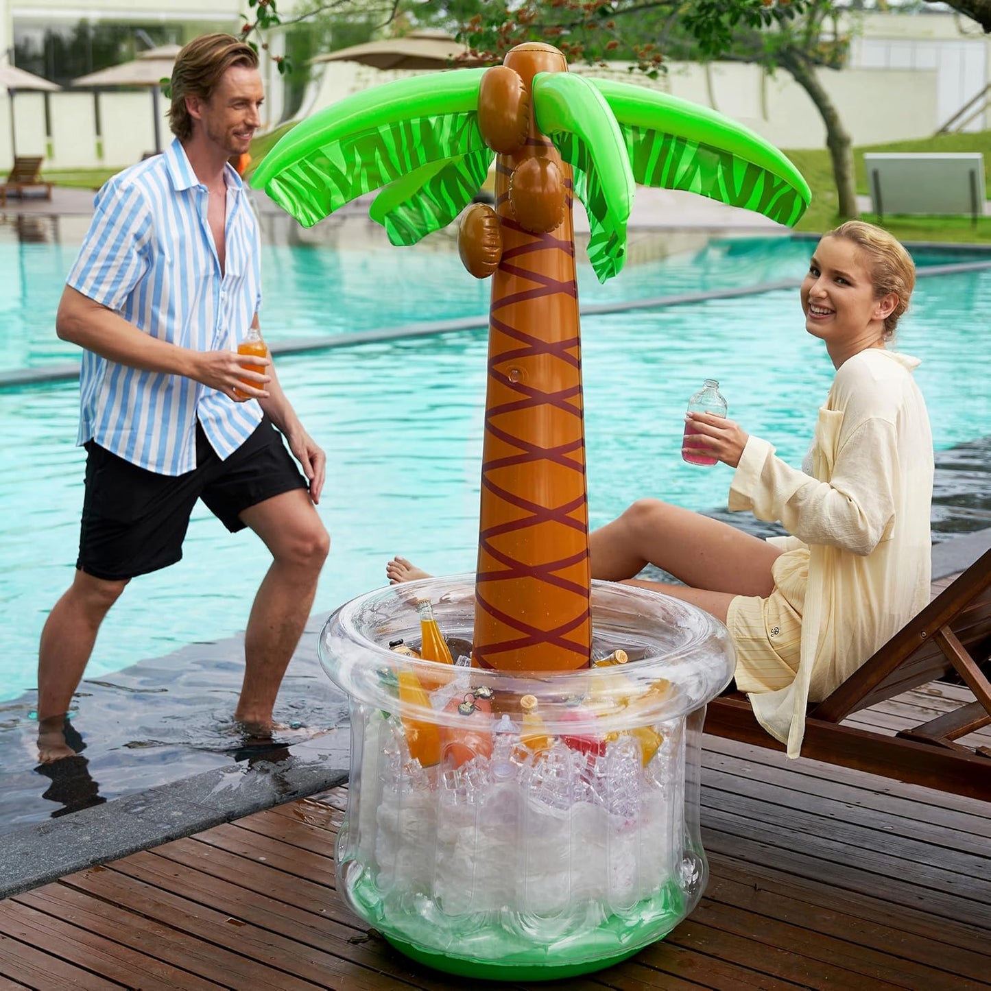 JOYIN 60" Inflatable Palm Tree Cooler - Tropical Beach Party Decor & Summer Drink Chiller
