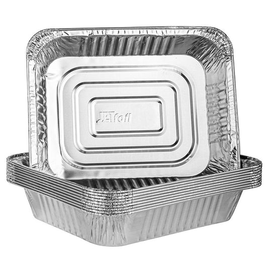 PLASTICPRO Disposable 9 x 13 Aluminum Foil Pans Half Size Deep Steam Table Bakeware - Cookware Perfect for Baking Cakes, Bread, Meatloaf, Lasagna Pack of 10
