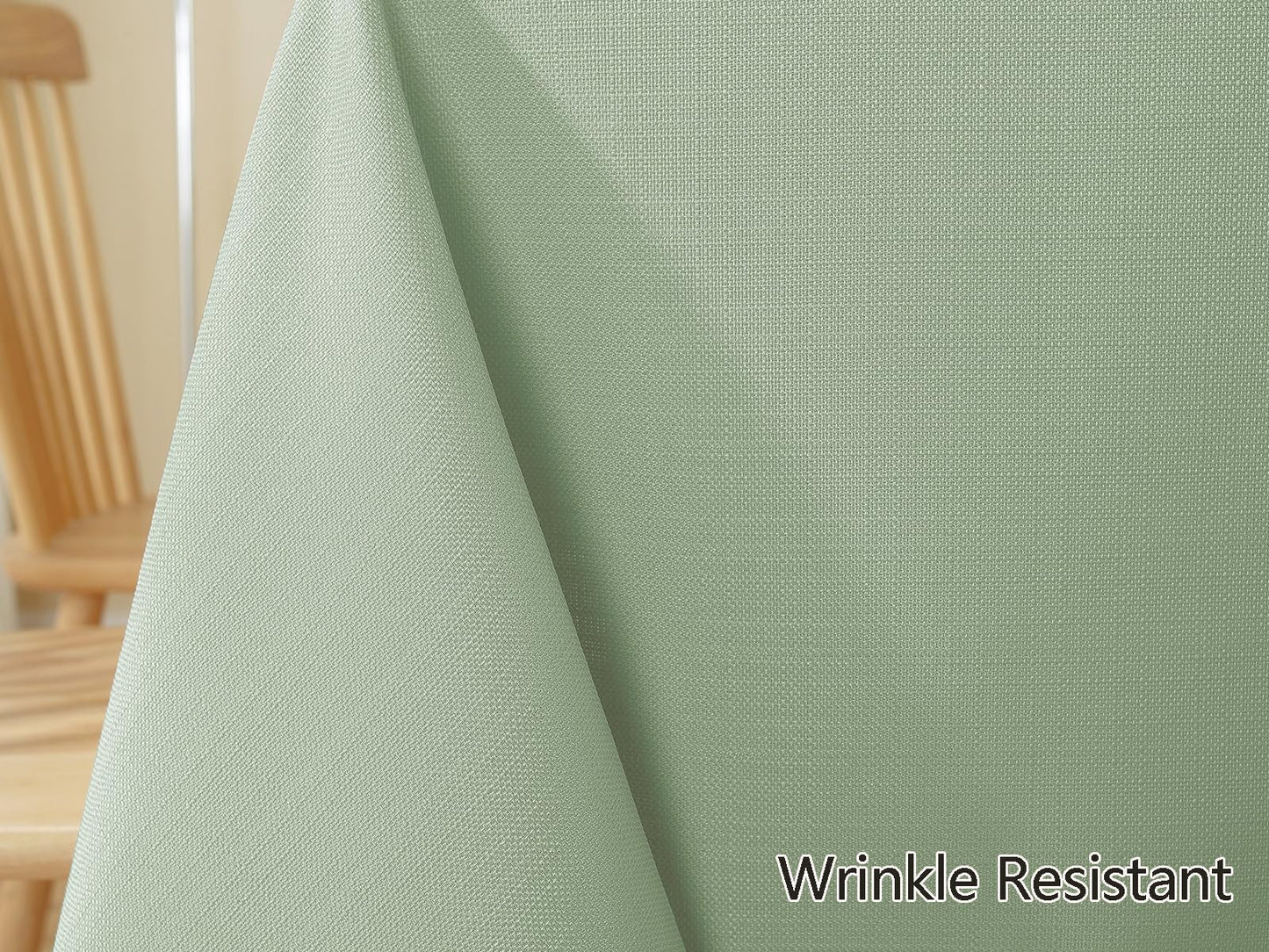 SASTYBALE Textured Rectangle Tablecloth Waterproof Wrinkle Free Fabric Table Cloth, Faux Linen Polyester Table Cover for Dining/Party/Picnic/Indoor/Outdoor (52 x 70 Inch Rectangular, Sage Green)