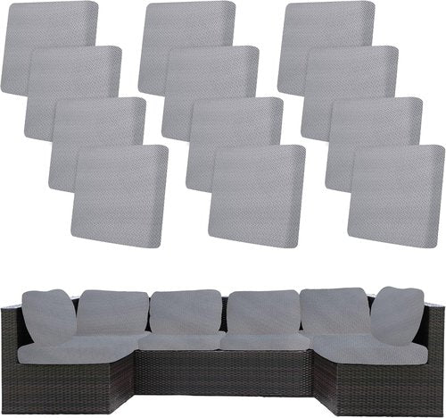 BIETYONE 12Pcs Stretch Patio Cushion Covers - Washable Outdoor Couch Slipcovers | Grey Furniture Protector