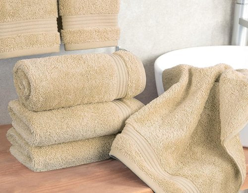 Cotton Paradise Hand Towels - 100% Turkish Cotton, Soft & Absorbent | 4-Piece Beige Set