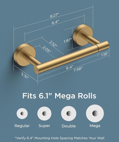 FORIOUS Toilet Paper Holder - Rustproof Stainless Steel Double Post Pivoting Design | Brushed Gold & Matte Black