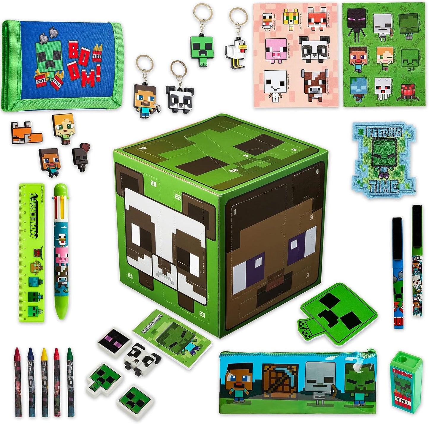 Minecraft Advent Calendar 2025 - 24 Fun Items for Boys & Girls | Keychains, Pens & Notebooks