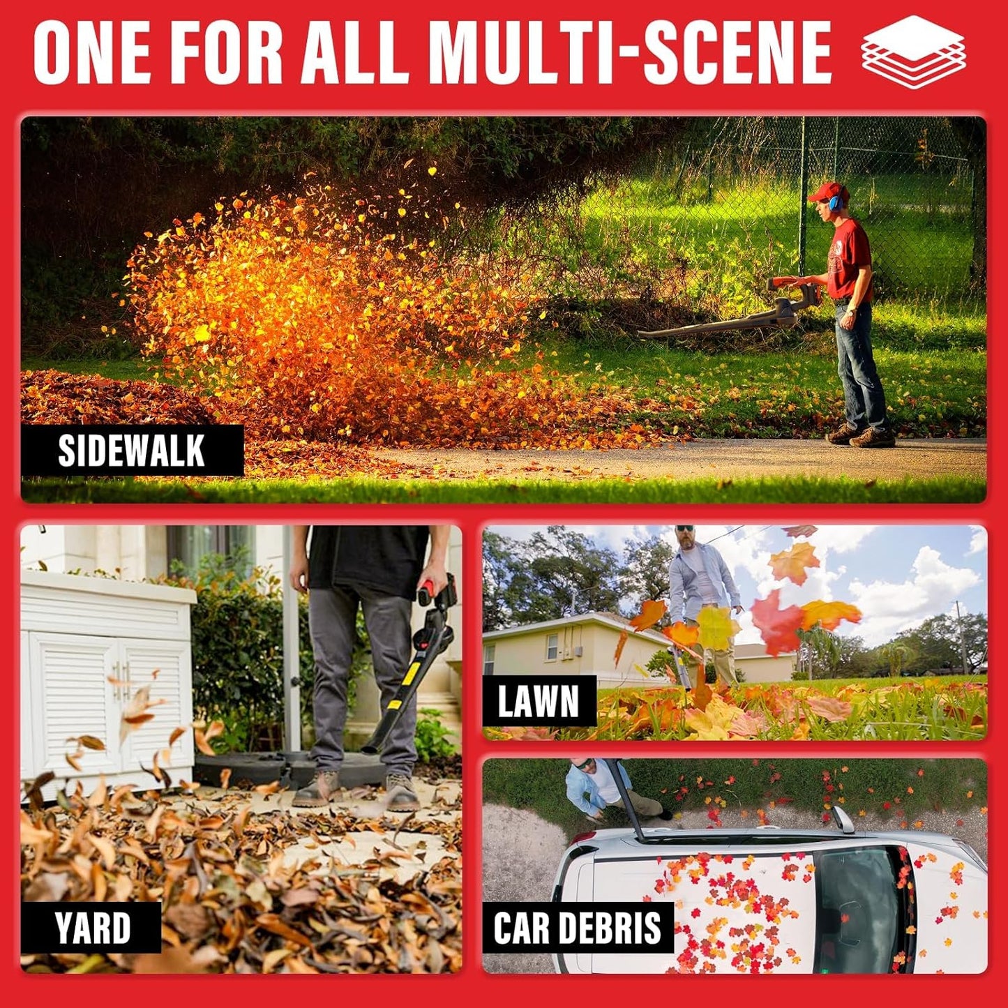 MZK Cordless Leaf Blower - 20V Battery Powered Electric Blower for Lawn Care | Lightweight & Versatile with 2 Batteries & Charger Included