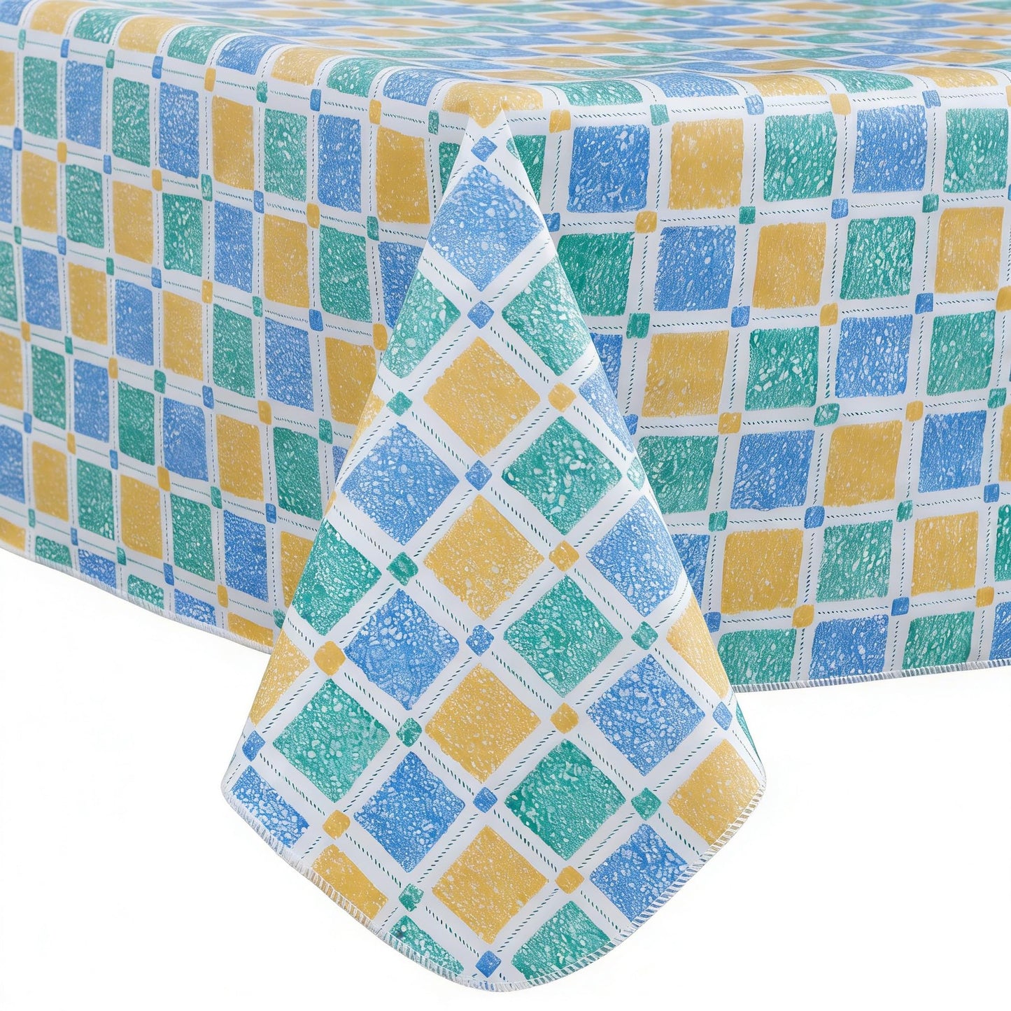 Walrus Heavy Duty Vinyl Tablecloth with Flannel Backing Waterproof Oil-Proof Plastic Table Cloth Stain-Resistant Wipeable Table Cover for Indoor and Outdoor (Stained Glass Checkered,54x54 Inch)