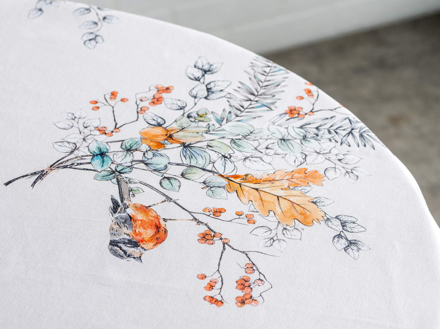 Maison d' Hermine Table Cloth Round Table 100% Cotton 69 Inches Fall Tablecloth Reusable Everyday Use for Thanksgiving Christmas Decorations Dining Farmhouse Party (Whitish Shabby Chique)