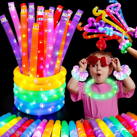 UrChoice Glow Sticks - 8PCS LED Pop Tubes for Parties | Glow Necklaces & Bracelets for Camping Fun