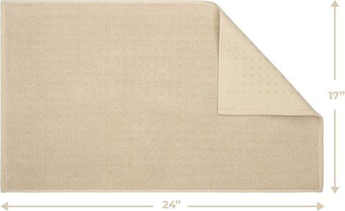 Cotton Paradise 100% Cotton Bath Mat - Non-Slip, Soft & Absorbent, 17x24 Inch, Quick Dry, Beige