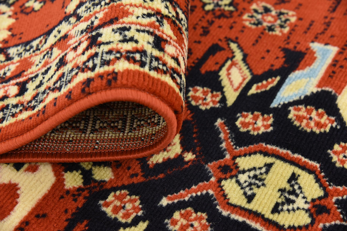 Unique Loom Taftan Collection Border Geometric Tribal Inspired Design Area Rug, 2 ft 7 in x 10 ft, Terracotta/Ivory