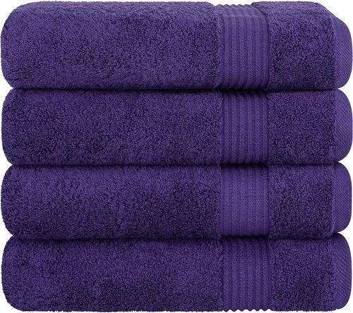 Cotton Paradise Turkish Bath Towels - 100% Cotton Extra Large Plush Set in Purple | 4 Pieces