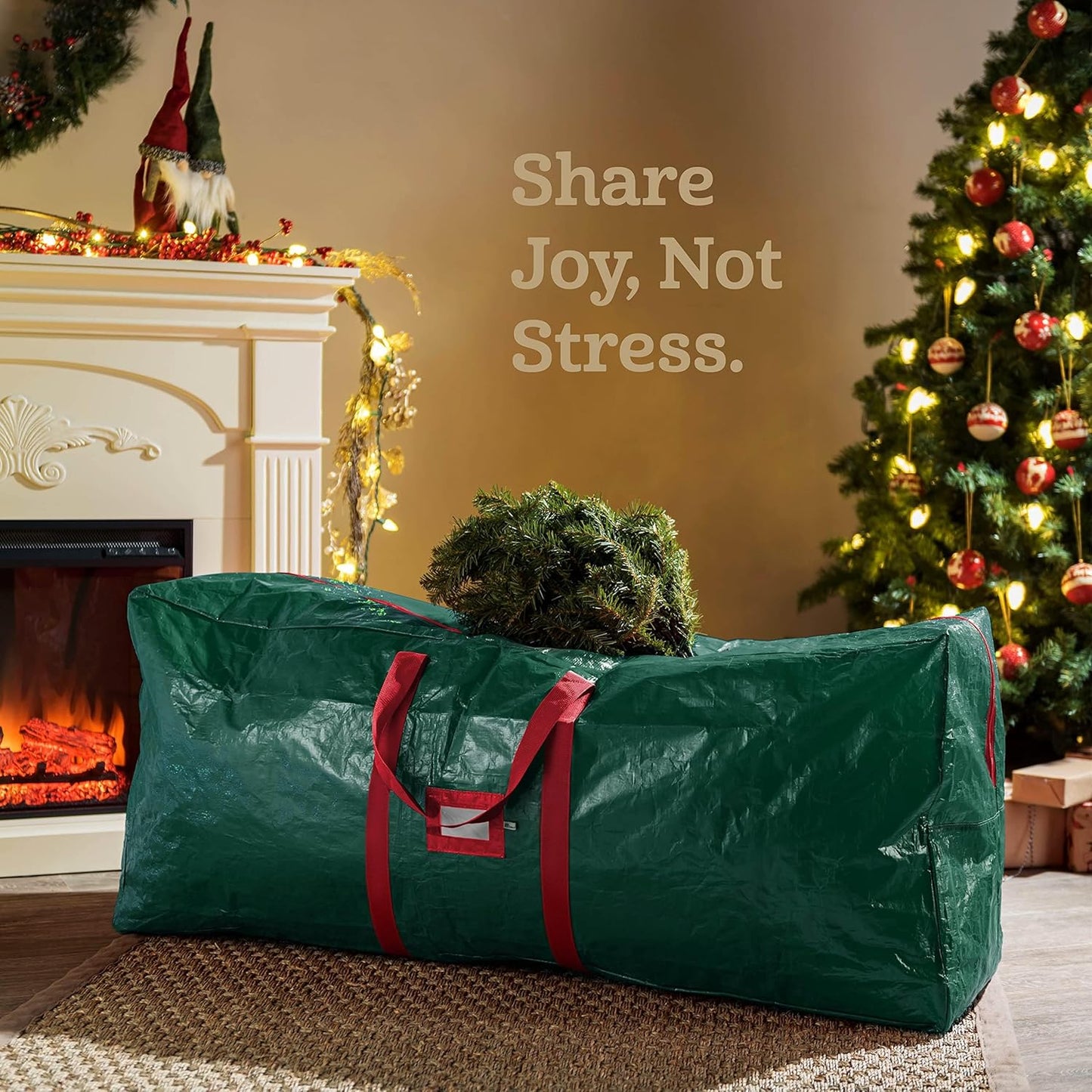 Zober Christmas Tree Storage Bag | Fits 9 Ft Artificial Trees - Waterproof & Durable - Green (Pack of 2)