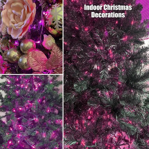 HISHINY 100 Count Pink Christmas Tree String Lights - UL Certified 21ft Indoor/Outdoor Decor