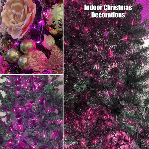 HISHINY Christmas Lights 100 Count Pink Christmas Tree String Lights with White Wire for Outdoor Indoor Christmas Decorations Wedding Decorations Valentines Day Decor,UL Certified (21feet)