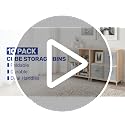 Criusia 10 Pack Beige 11-Inch Collapsible Fabric Storage Bins for Closet & Shelves