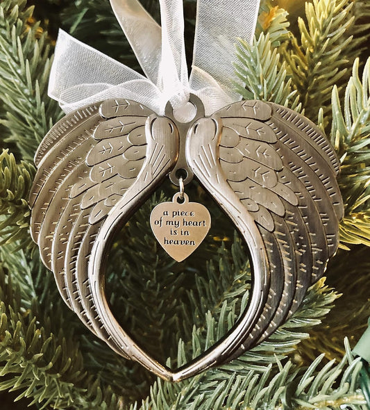 Angel Wings Christmas Ornaments by [Brand Name] - Double-Sided Memorial Ornament with Luxurious Silk Ribbon & Gift Bag