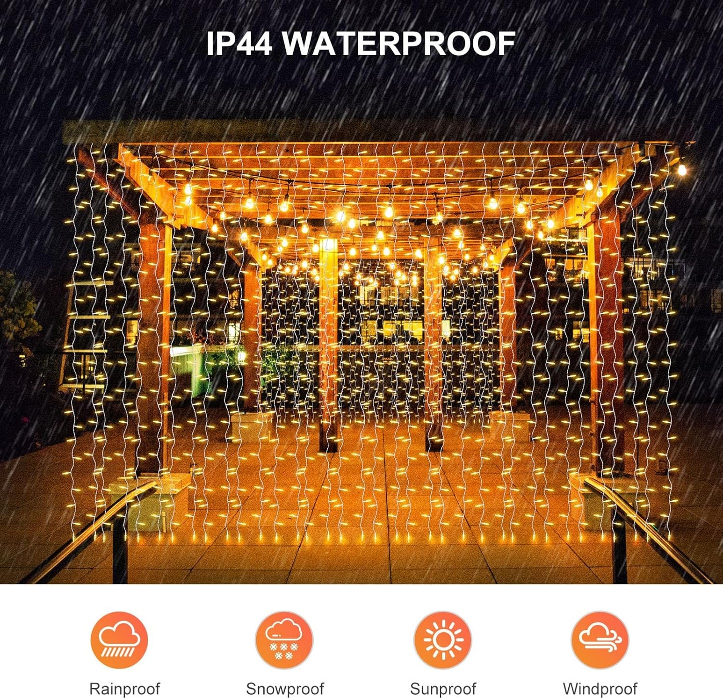 THKFUL Fairy Curtain Lights - 20 x 6.6FT 408LED Warm White String Lights | Waterproof & Remote-Controlled for Bedroom or Garden