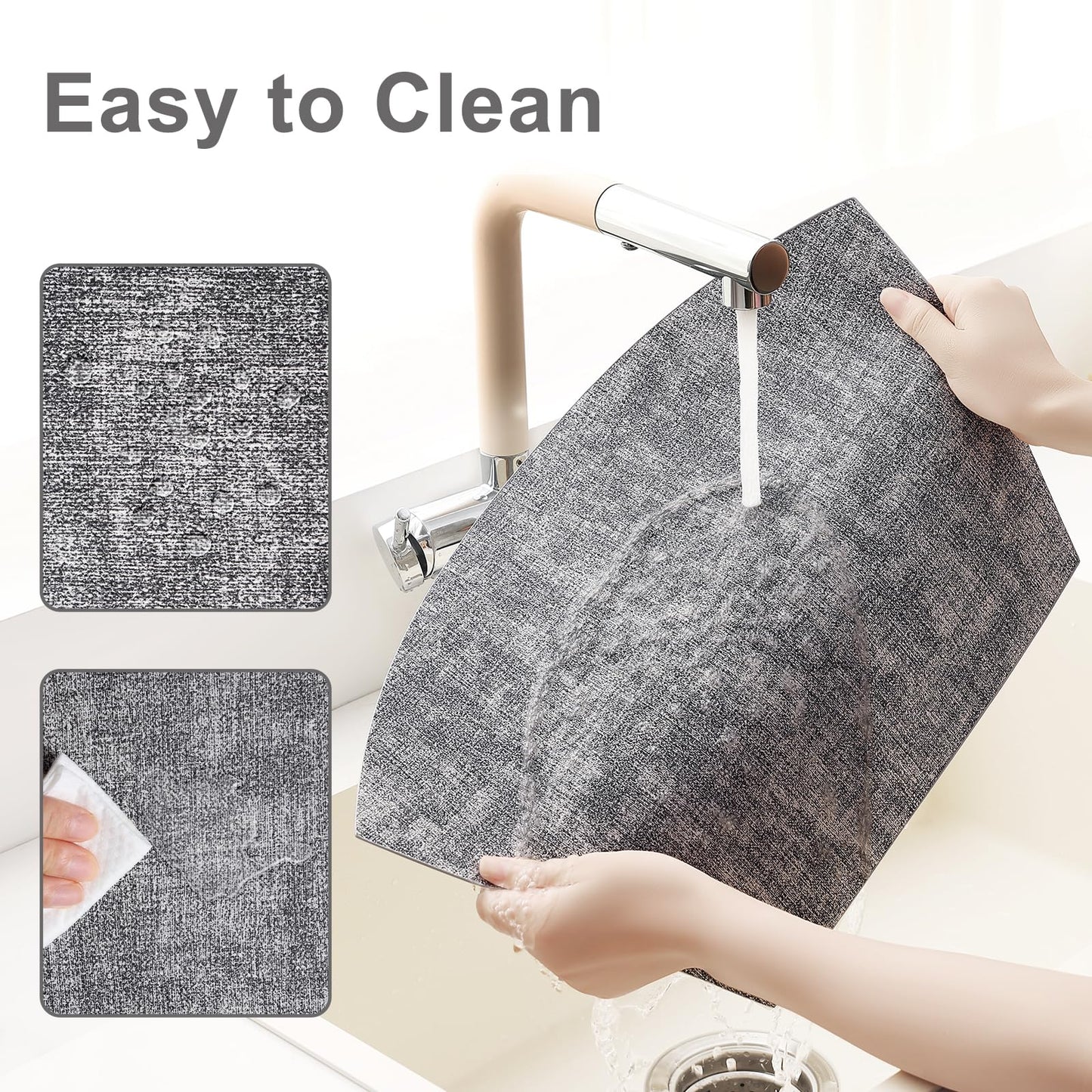 Homaxy Round Table Placemats Set of 6, Washable Wedge Shaped Faux Leather Table Mats, Wipeable Kitchen Dinner Place Mats for Indoor Outdoor, Black & White