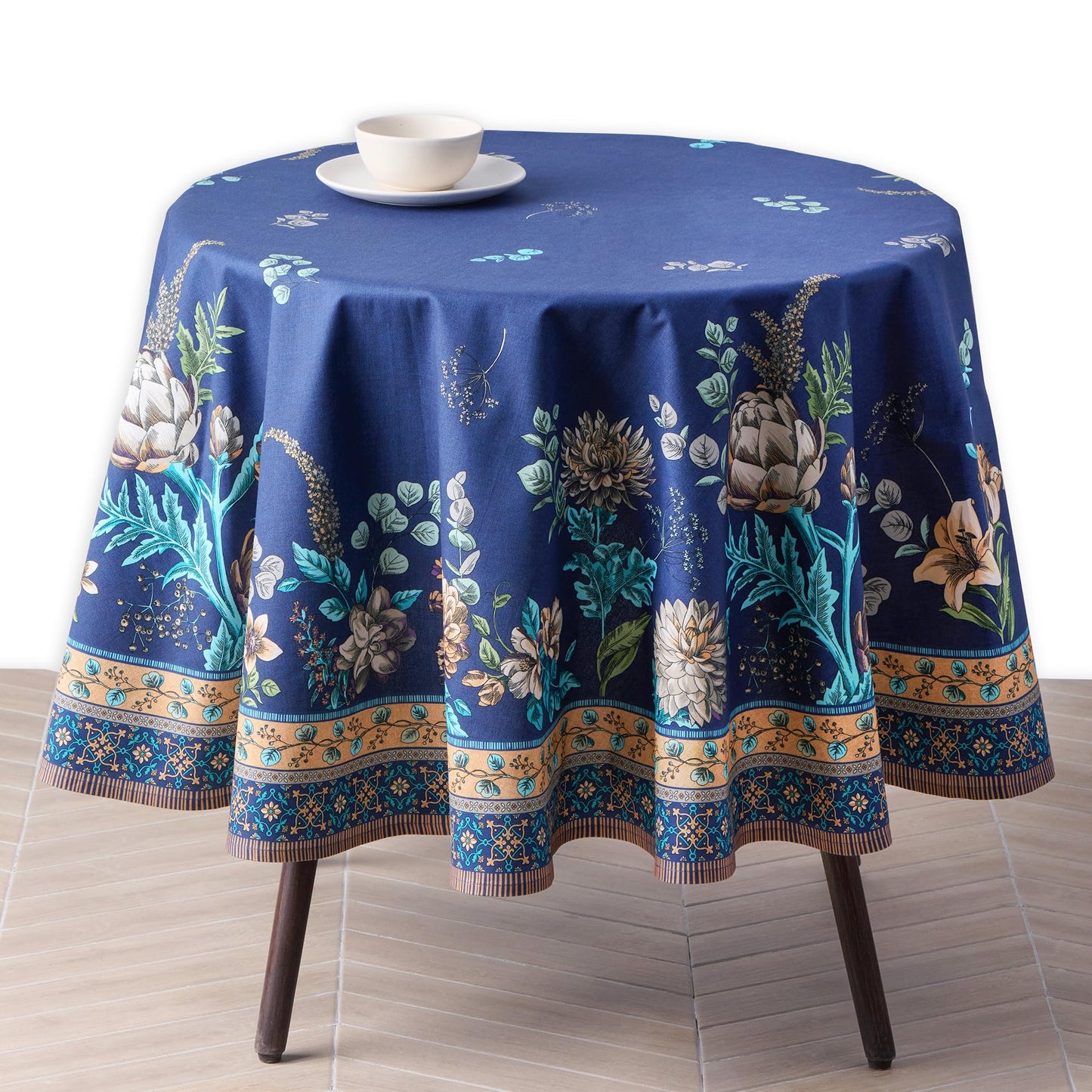 Maison d'Hermine Premium Table Cloth Round Table 100% Cotton 70 Inches Tablecloth Reusable Decorative Everyday Use for Dining Room, Farmhouse, Home, Party, Festive & Wedding - Artichoke