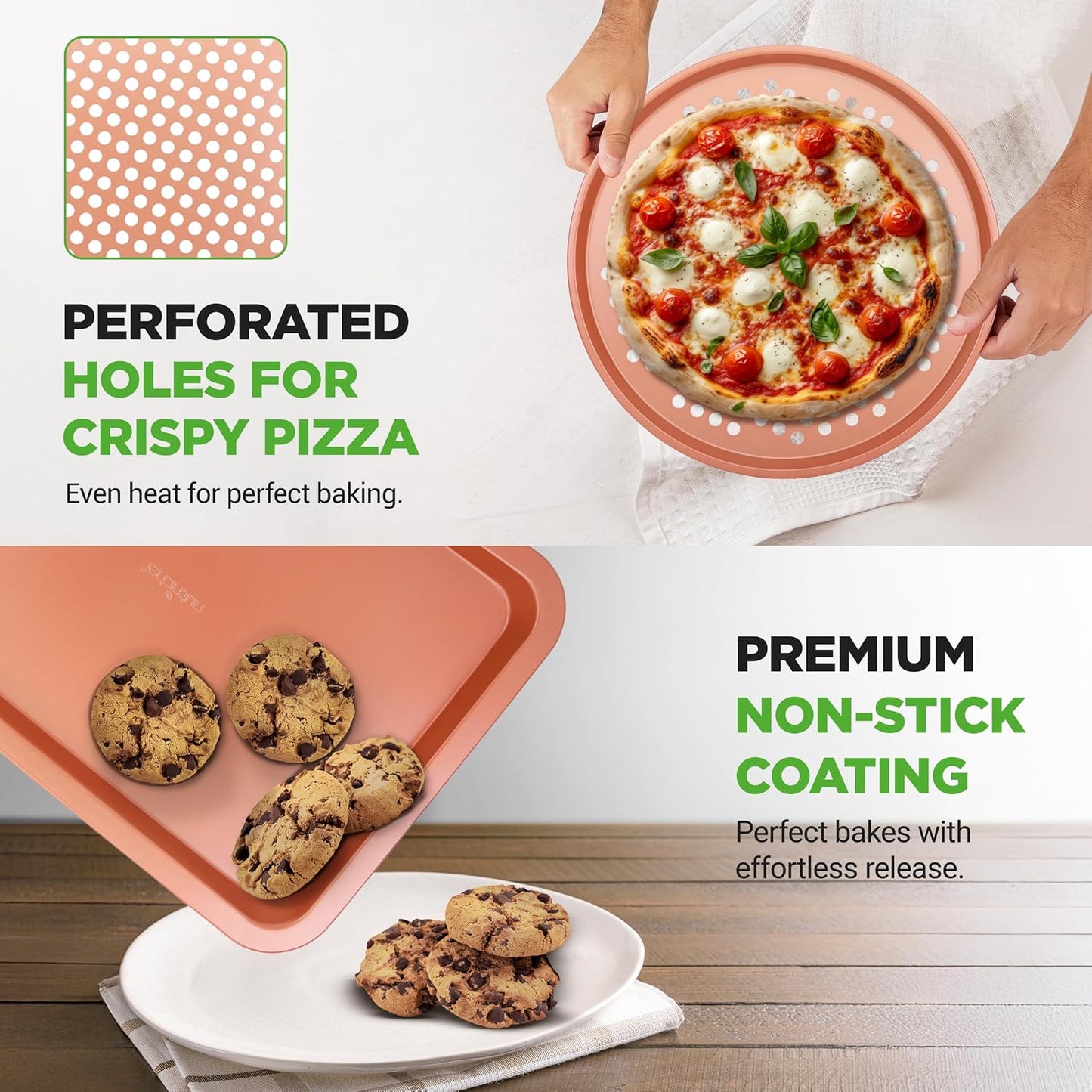 NutriChef 10-Piece Baking Pans Set | Deluxe Non-Stick Carbon Steel Bakeware, Dishwasher Safe, Gray Finish
