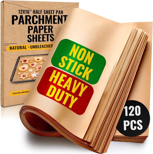 Baker's Signature Parchment Paper Sheets - 120 Precut Non-Stick & Unbleached, 12x16 In | Safe & Convenient Packaging