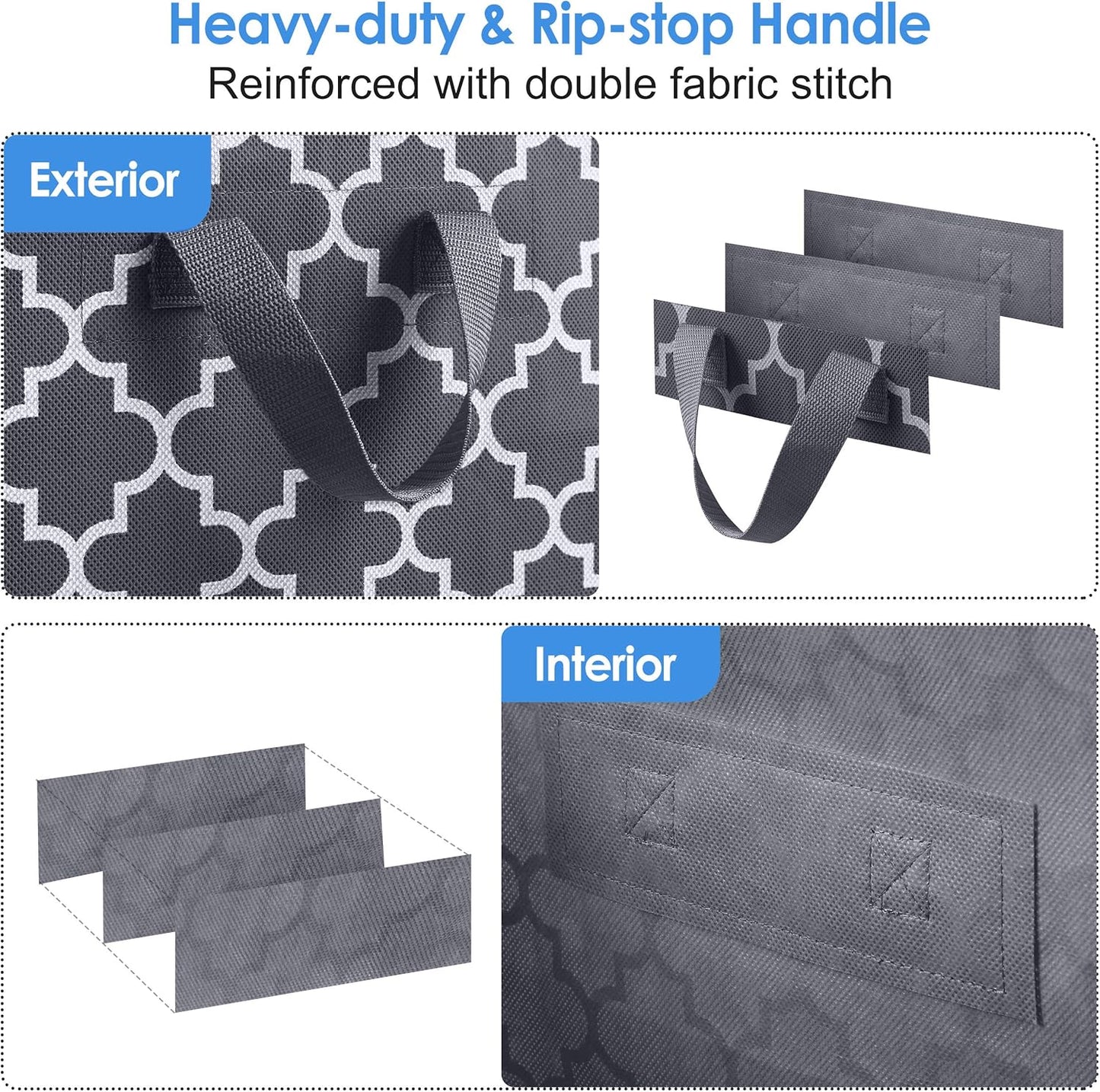 WISELIFE Storage Bags - Large Blanket and Clothes Organizer with Clear Window | Grey, 3 x 100L, Foldable Design