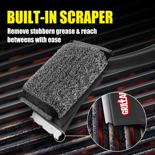 GRILLART SteamWizards Grill Brush - Bristle-Free BBQ Cleaner for All Grates | Dishwasher Safe, Replaceable Head