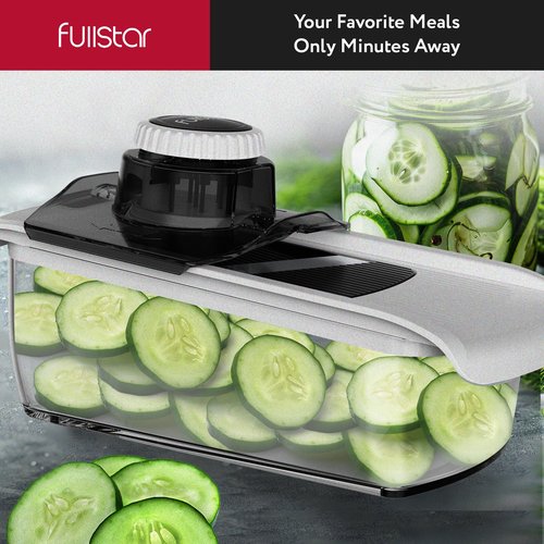 Fullstar Mandoline Slicer for Kitchen, Fruit Cutter, Cheese Grater, Cucumber Slicer, Food Cutter & Kitchen Gadgets (3 in 1, White)