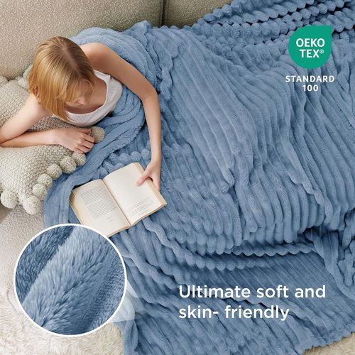 Bedsure GentleSoft King Blanket - Cozy Soft Throw for Couch, Cute Blue Design, 108x90 Inches