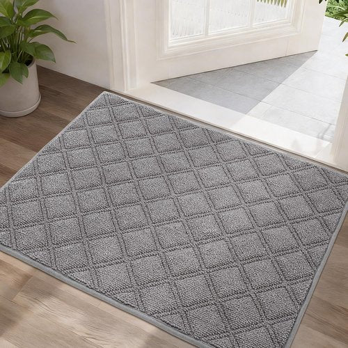BEQHAUSE Dirt Trapper Door Mat - Non-Slip, Washable, Absorbent Entrance Mat | 24" x 36", Grey