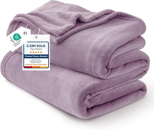 Bedsure GentleSoft Fleece Blanket - Queen Size Fog Purple | Soft, Lightweight, Plush Microfiber, 90x90 Inches