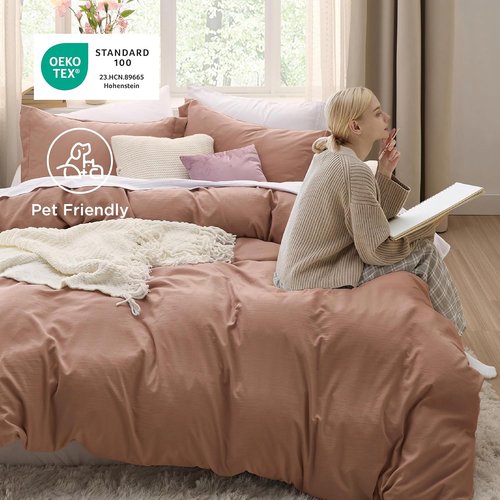 Bedsure Mocha Mousse Duvet Cover - Extra Soft 3-Piece Queen Bedding Set with Zipper Closure | 90x90 Inches