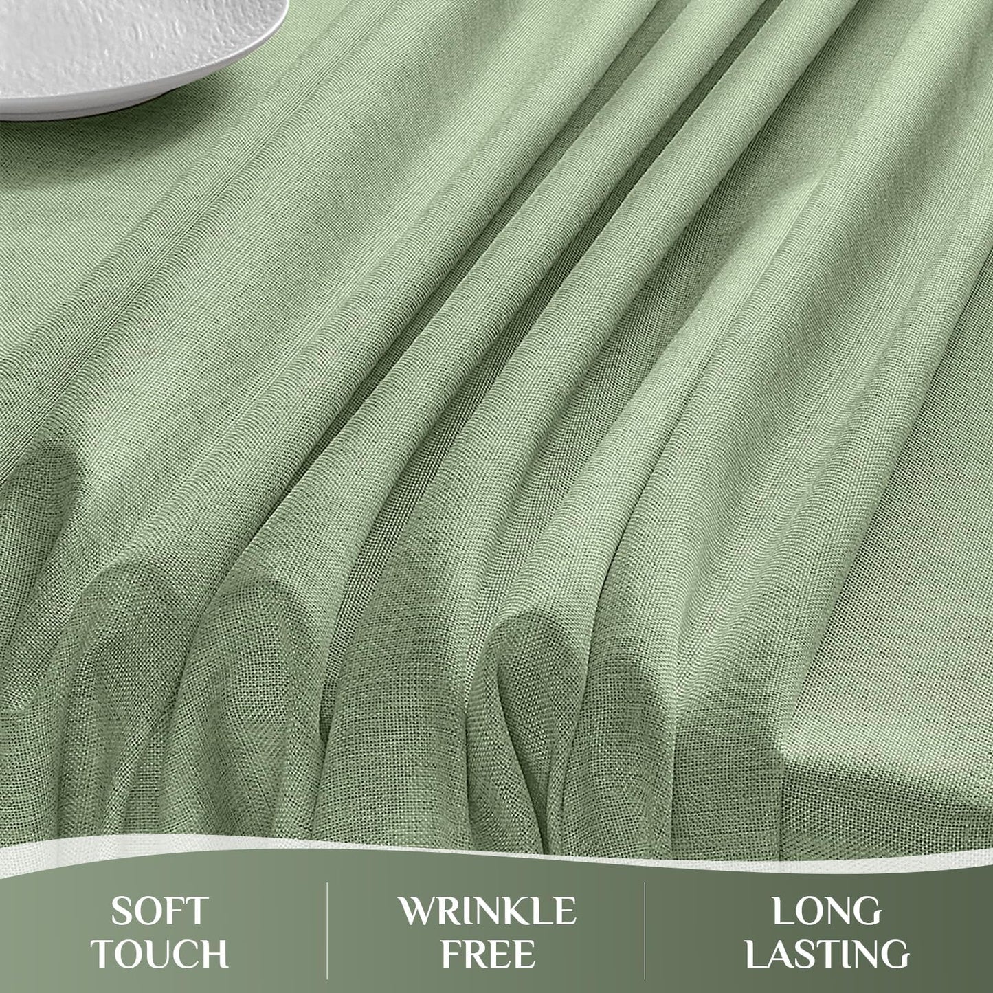 Softalker Sage Green Table Cloth Rectangle 70x52 Inch Linen Textured Outdoor Tablecloths Stain and Wrinkle Resistant Decorative Small Dining Table Cover Waterproof for Summer,Party,Birthday,Coffee