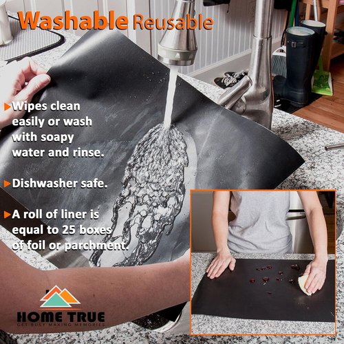 Home True Ovenliner - Non-Stick Microwave & Toaster Stovetop Mat | Black, 70x16.25 Inches
