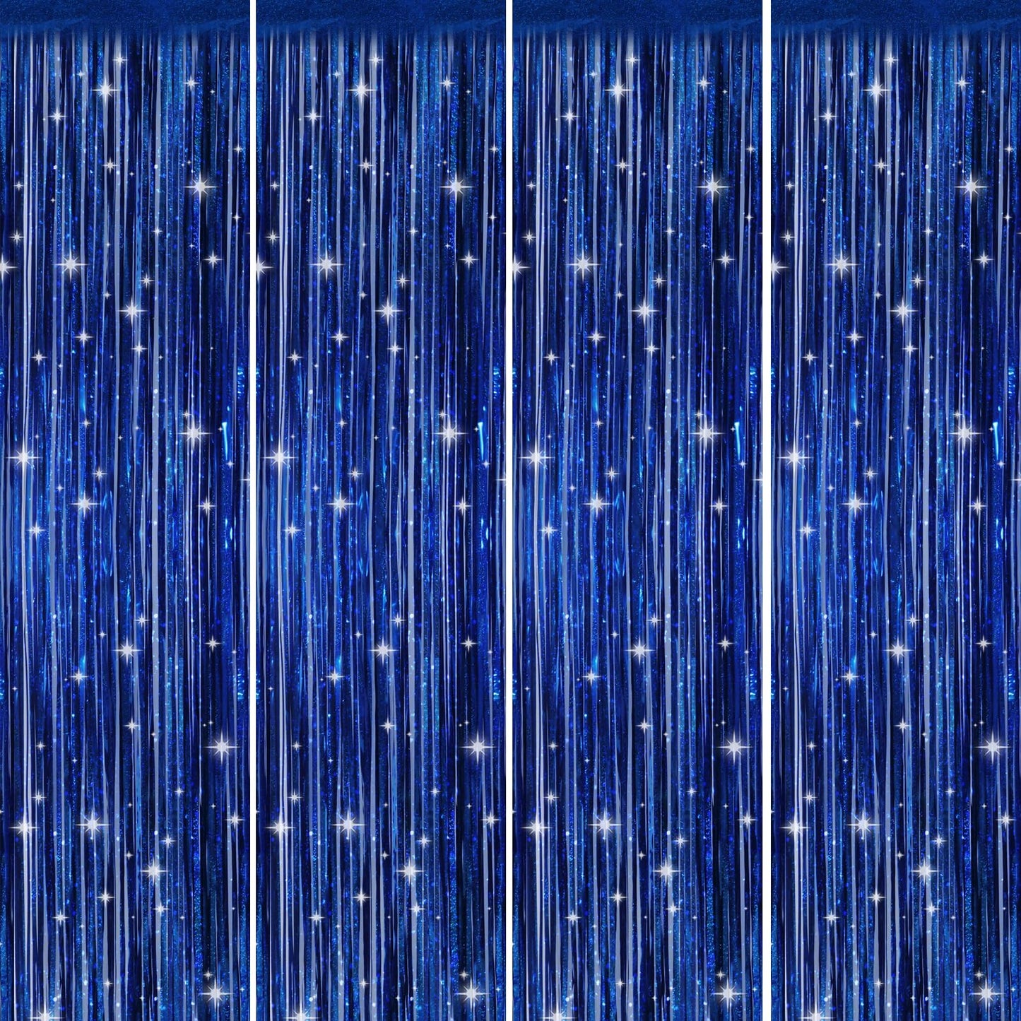 Picoway 4 Pack Foil Fringe Tinsel Backdrop Curtains, Birthday Engagement Bachelorette Party Decorations, Photo Booth Props Door Streamers Curtain (Blue)