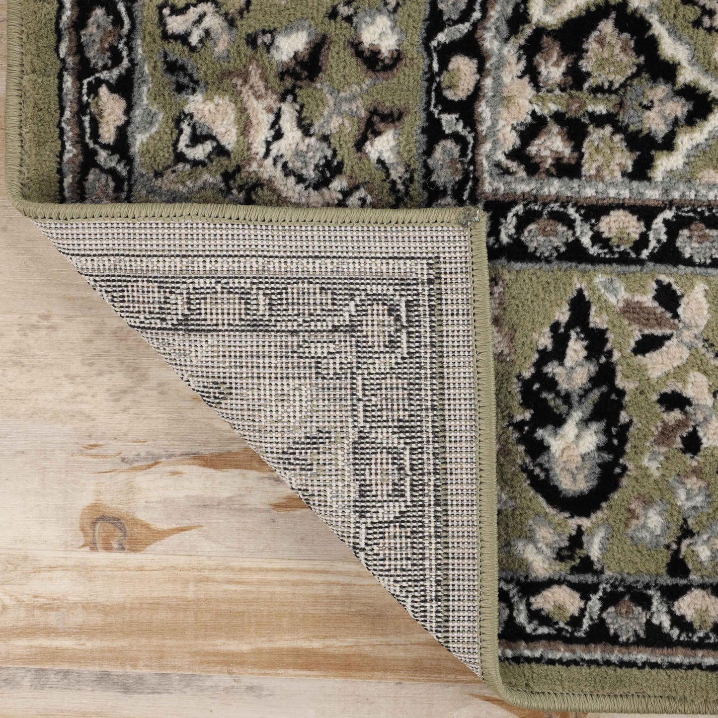 Superior Indoor Runner Rug, Jute Backed, Perfect for Entryway, Office, Living/Dining Room, Bedroom, Kitchen, Hardwood Floor, Floral Medallion Decor, Radcliffe Collection, 2' 7" x 10', Green