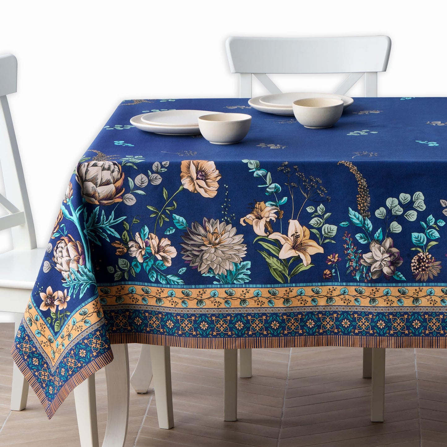 Maison d' Hermine Premium Table Cloth Rectangle Table 100% Combed Cotton 108 x 70 Inches Tablecloth Reusable Decorative for Dining Room, Farmhouse, Home, Party, Festive & Wedding - Artichoke