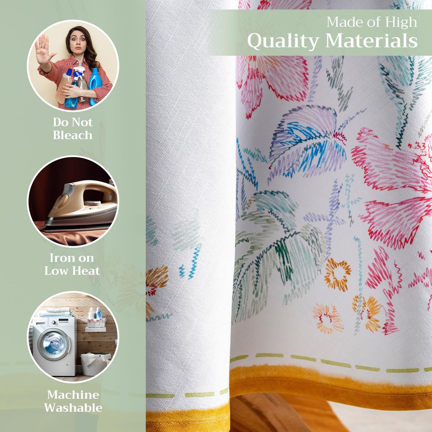 Maison d' Hermine Table Cloth Round Table 100% Cotton 63 Round Inches Tablecloth Reusable Decorative for Dining Kitchen Room Farmhouse Home Gifts for Mothers Day Spring Summer - Paradise Island