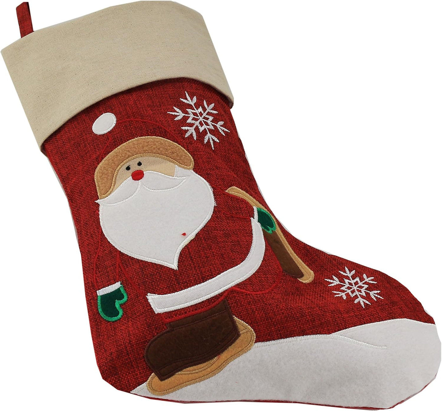 Classic Christmas Stockings Set of 2 - Santa & Snowman 17-Inch Holiday Decor