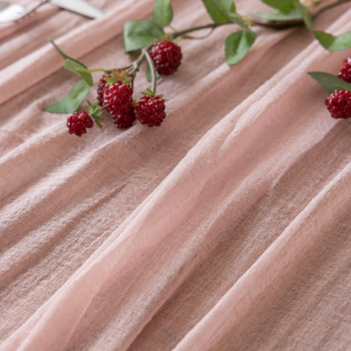 Keketoarrange 3pcs Dusty Pink Gauze Rustic Cheesecloth Table Runner 120 Inch 10 FT for Wedding Baby Shower Bridal Shower Birthday Engagement Garden Outdoor Party Long Sheer Boho Decorations