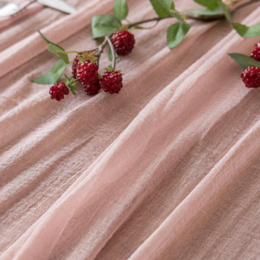 Keketoarrange 6pcs Dusty Pink Gauze Rustic Cheesecloth Table Runner 120 Inch 10 FT for Wedding Baby Shower Bridal Shower Birthday Engagement Garden Outdoor Party Long Sheer Boho Decorations